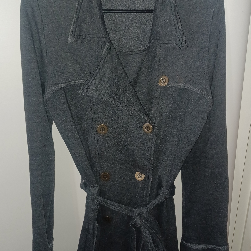 Stylish Gray Double-Breasted Trench Coat